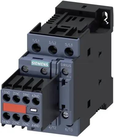 Produktfoto 1 von Siemens 3RT2 Schütz 24V dc-Spule, 3-polig, 690V / 32 A 24V dc 15 kW 2 Schließer/2 Öffner Motorsteuerung, Umkehrend