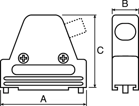 Produktfoto 1 von MH Connectors MHDVSL D-Sub-Gehäuse Abgewinkelt, 37-polig, D: D-Sub-Gehäuse Zugentlastung, Silber, Größe C, aus Zink