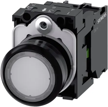 Produktfoto 1 von Siemens SIRIUS ACT 3SU11 Druckschalter Weiß Beleuchtet Tastend Trennplatte Ø 22 mm, SPST / 10A 500 V dc 500 V ac