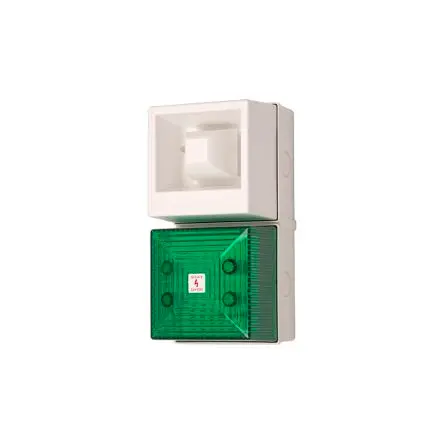 Produktfoto 1 von Clifford & Snell YL40 Xenon, LED, Filament/Warnsummer-Licht Beacon-Sounder-Kombination 24V dc Grün IP65 Wand,