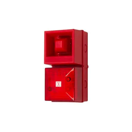 Produktfoto 1 von Clifford & Snell YL40 Xenon, LED, Filament/Warnsummer-Licht Beacon-Sounder-Kombination 48V dc Rot IP65 Wand,