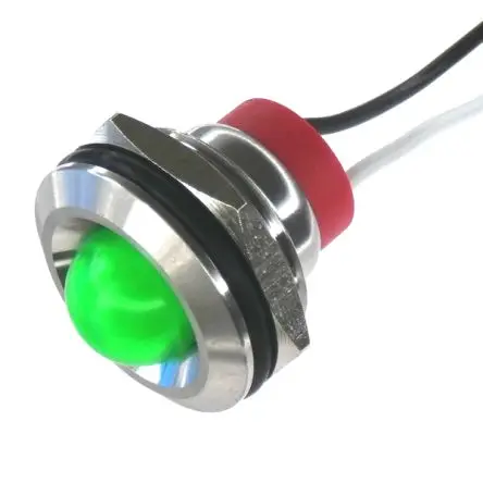 Produktfoto 1 von CML PL19SL Edelstahl-Panel-Leuchte Grün Panel-LED, Draht 12V 19 mm, IP67