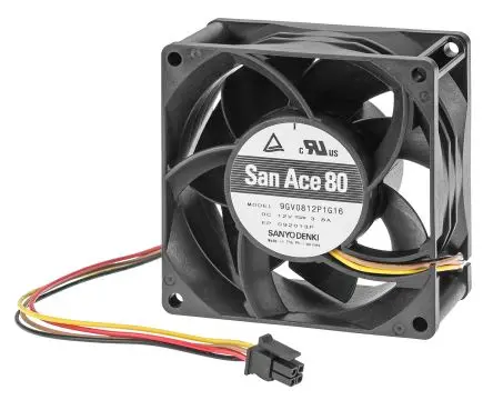 Produktfoto 1 von Sanyo Denki 9GV08 Axiallüfter, Kugel, 48V dc / 40.32 W 840 mA, 10200 U/min, 138 cfm 80 mm 80mm 38 mm