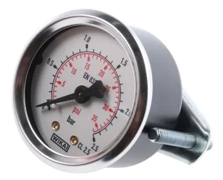 Produktfoto 1 von WIKA Mit Gewinde 111.12 Manometer 50 mm 0 bar → 2.5 bar ±2.5 % Kunststoff Gehäuse 1/4 in G, ISO-kalibriert