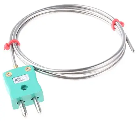 Produktfoto 1 von RS PRO Edelstahl Mineralisoliertes Thermoelement Typ K, Ø 3 mm x 1 m -40 °C → 1100 °C, DKD/DAkkS-kalibriert