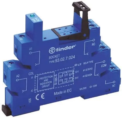 Produktfoto 1 von Finder Relaissockel zur Verwendung mit Serie 41 93, 5 -Kontakt, DIN-Hutschiene, 250V ac