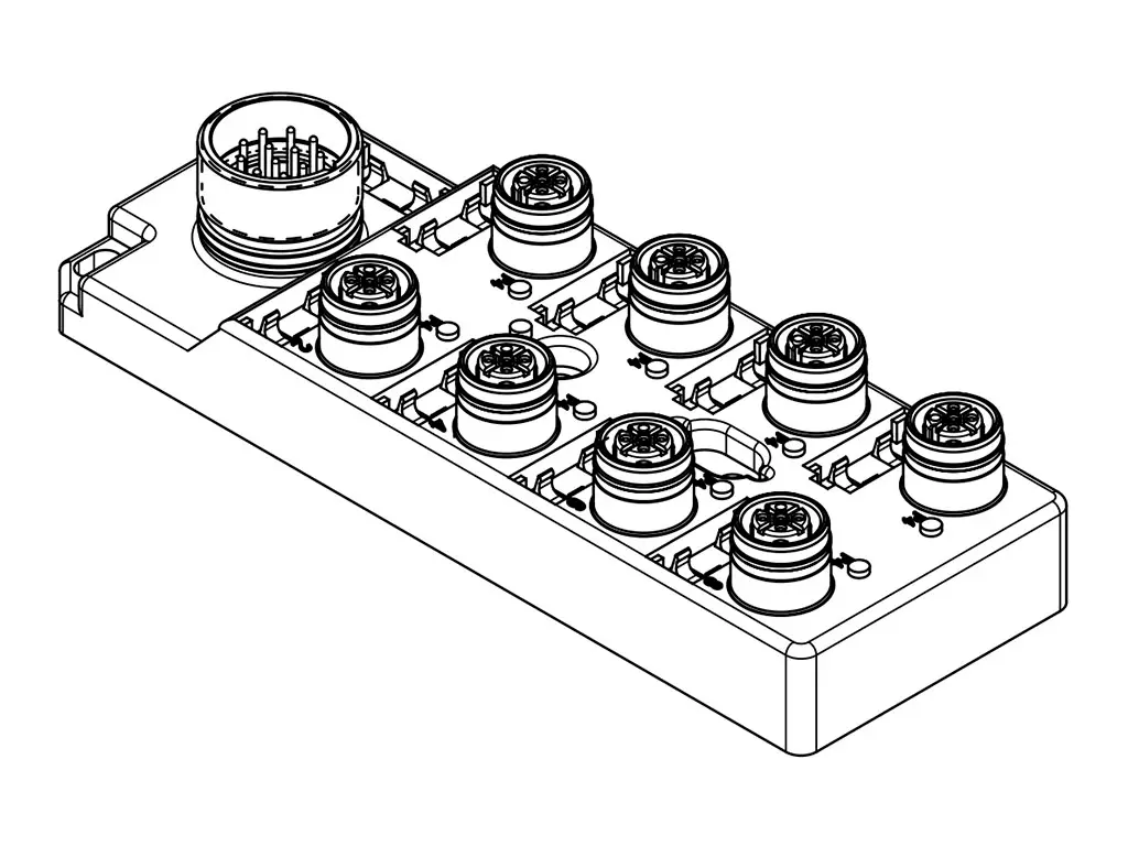 Brad from Molex 120119 Sensor-Box 8 Anschlüsse 4 Auslässe M12