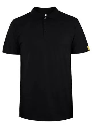 Produktfoto 1 von EUROSTAT 51-730-6 Kurzarm ESD Polo-Shirt, 3 % Carbon, 48,5 % Baumwolle, 48,5 % Polyester Schwarz 53 cm