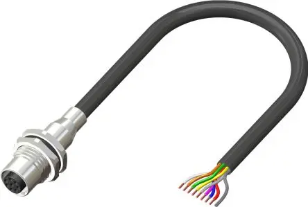 Produktfoto 1 von RS PRO CPF12, 8-polig Sensor-Betätigungselementkabel, Gerade Buchse / Freies Ende Nicht abgeschlossen, Länge 2 m