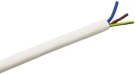 Produktfoto 1 von RS PRO Netzkabel, 3-adrig Weiß /Ø 9.2 mm Außen-ø , 25 m 200 °C, 450V, Silikongummi