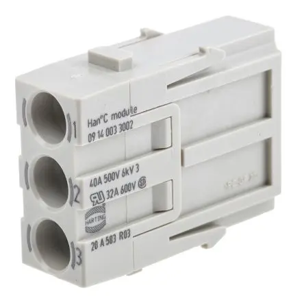 Produktfoto 1 von HARTING HAN Modular Modul für robusten Stromversorgungsstecker Stecker, 3-polig 40A, Kabel, Steckverbindermodul