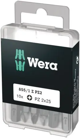 Produktfoto 1 von Wera Pozidriv Sechskant 1/4 in 25 mm, Länge 25 mm, 10-teilig