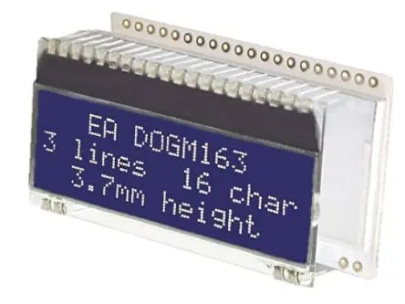 Produktfoto 1 von Display Visions EA DOG Monochrom LCD, Alphanumerisch LED Weiß, Grün, Gelb 3 x 16, Hintergrund Blau, 4 Bit, 8-Bit, SPI