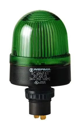 Produktfoto 1 von Werma 207 LED Dauerbetrieb Signalleuchte 115V Grün Eingebaut, Ø 58 mm x 103 mm IP65