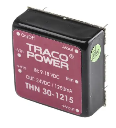 TRACOPOWER THN 30 DC/DC Konverter, 24V dc OUT 1.25 A Leiterplattenmontage 18V dc 1.5 kV dc 30 W -40 °C 80 °C