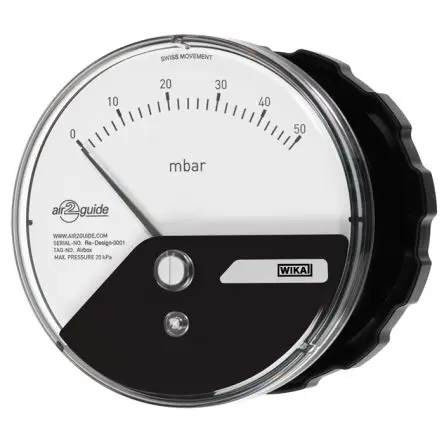 Produktfoto 1 von WIKA Typ G A2G-10 Differenzdruckmanometer 110 mm 0 Pa → 600 Pa Glasfaserverstärkt, Kunststoff Gehäuse G 1/8