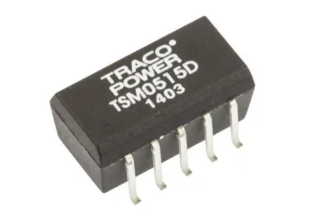 Produktfoto 1 von TRACOPOWER TSM DC/DC Konverter, 15V dc OUT 33 mA Oberfläche 5.5V dc 1 kV dc 1 W -40 °C 85 °C