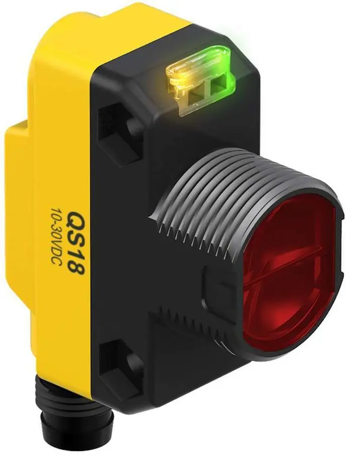 Produktfoto 1 von Banner Miniatur Optischer Sensor, Festes Feld, Bereich 100 mm, NPN Ausgang, Hell-/dunkelschaltend