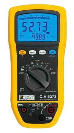 Produktfoto 1 von Chauvin Arnoux CA 5273 Hand Digital, LCD Digital-Multimeter-Paket, CAT III, CAT IV 1000V ac / 10A ac, 60MΩ,