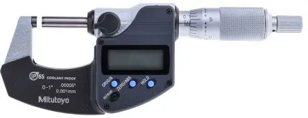 Produktfoto 1 von Mitutoyo Batteriebetrieben Außen- Mikrometer Beide, 0 mm bis 25 mm / ±0.00005 in, ISO-kalibriert