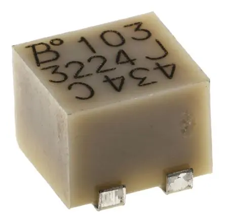 Produktfoto 1 von Bourns 3224 12-Gang Oberfläche Trimm-Potentiometer, Seitliche Einstellung, 10 kΩ, 10 %, 0.25 W, J-Haken, L. 4.8 mm, L.