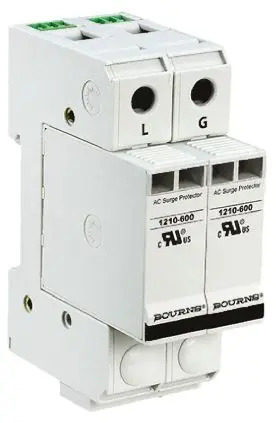 Produktfoto 1 von Bourns 1210 Überspannungsableiter 1-poliger Protektor 100 kA 600V ac, DIN-Hutschiene, -50 °C→85 °C