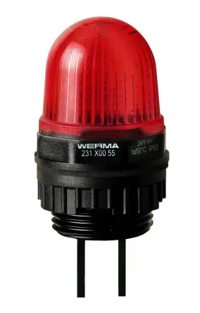 Produktfoto 1 von Werma 231 LED Dauerbetrieb Signalleuchte 230V Rot Eingebaut, Ø 29 mm x 152 mm IP65