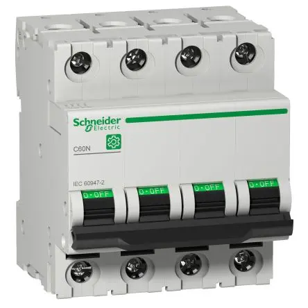 Produktfoto 1 von Schneider Electric C60N Miniaturüberlastschalter Typ C, Pol 4-polig 16A 415V ac, Abschaltvermögen 10 kA Multi9 250 V dc