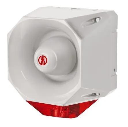 Produktfoto 1 von Werma 442 Xenon, Filament/Warnsummer-Licht Beacon-Sounder-Kombination 230V Rot IP65 Wand / 92 dB 98 dB @ 1m