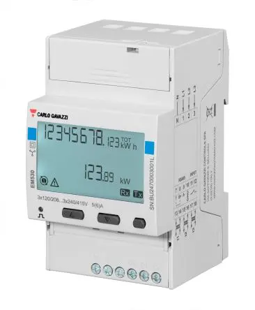 Produktfoto 1 von Carlo Gavazzi EM530 Energiemessgerät LCD 62.41 mm x 53.4 mm Energiemessgerät / 3-phasig 1 Ausg. 1 Eing. Impulsausgang