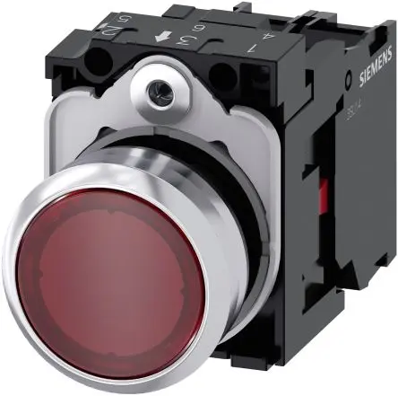 Produktfoto 1 von Siemens SIRIUS ACT 3SU11 Druckschalter Beleuchtet Trennplatte Ø 22 mm, SPST Rot, IP66, IP67, IP69K