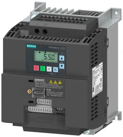 Produktfoto 1 von Siemens SINAMICS V20 3-Phasen Frequenzumrichter 2.2 kW 240V 7.5 A 550Hz
