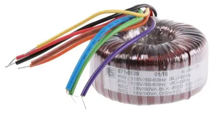 Produktfoto 1 von RS PRO Ringkerntransformator, Primär 230 V ac / Sekundär 2 x 18 V ac 2 Ausg. 120 VA, 3.333A 1.4 kg 60 Hz 50 Hz