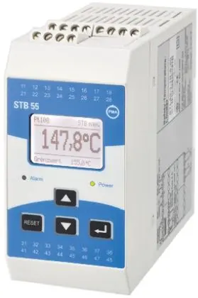 Produktfoto 1 von P.M.A STB 55 Temperaturbegrenzer DIN-Hutschiene, 1 x Relais Ausgang 250V ac Ein-Aus