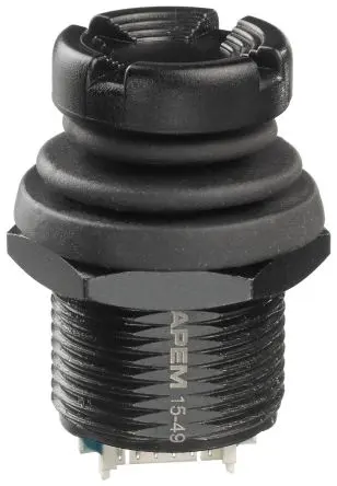 Produktfoto 1 von APEM NV Daumenstick, 3-Achsen Tastend, 6PST / 50mA, IP67, IP69K Griff Typ Burg