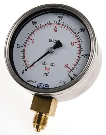 Produktfoto 1 von WIKA Mit Gewinde 213.53 Manometer 0 bar → 6 bar ±1.6 % Edelstahl Gehäuse G 1/4, ISO-kalibriert
