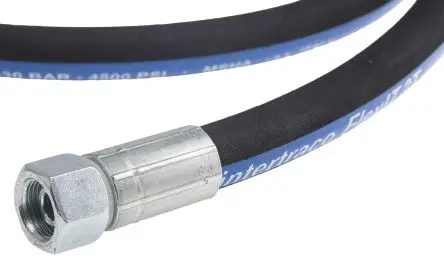 Produktfoto 1 von RS PRO Hydraulikschlauch, konfektioniert Synthetisches Gummi Innen ø 9.53 mm, 558mm, max. 330 bar, 100 °C, -40 °C