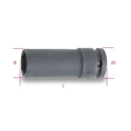 Produktfoto 1 von BETA 12.7 mm, 12 mm Sechskant Schlag-Steckschlüssel lang, 78 mm