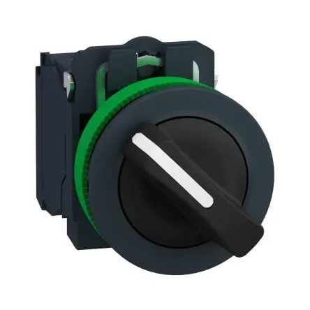 Produktfoto 1 von Schneider Electric Harmony Wahlschalter 2-Stufen komplette Einheit Federrückstellung, 600V / 6A IP 67, SPST Wurfwinkel