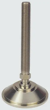 Nu-Tech Engineering Verstellbarer Fuß M24 bis 4000 kg x 200 mm, bis 10° neigbar Stahl, vernickelt, Ø 100 mm x 256 mm