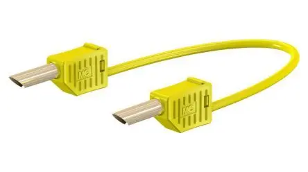 Produktfoto 1 von Staubli Messleitung 19A Stecker / Stecker, Gelb Silikon-isoliert 50 cm, 30V, 60 V