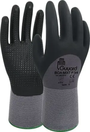Produktfoto 1 von GUYARD BOA MIXT P Arbeitshandschuhe Größe 7 Polyamid Schwarz, Grau Nitril, Polyurethan 20