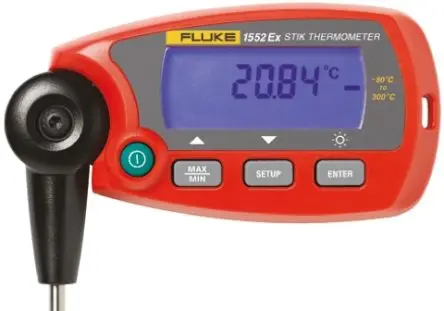 Produktfoto 1 von Fluke calibration Digitales Thermometer, 1552A, Tragbar, 1 bis 300 °C ±0.05°C max, Messelement Typ PRT, ISO-kalibriert