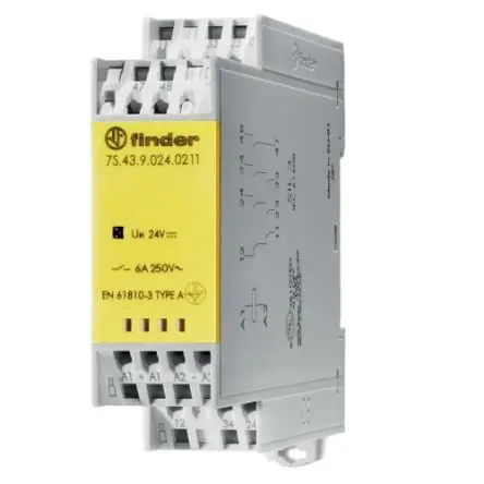 Produktfoto 1 von Finder 7S Relais ohne Verriegelung 110V dc Spule DIN-Hutschiene 6A 1 W
