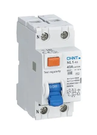 Produktfoto 1 von CHINT NL1 FI-Schutzschalter, 2-polig, 40A, 30 mA Typ AC CE, EAC, RoHS