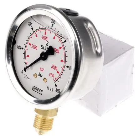 Produktfoto 1 von WIKA 213.53 Manometer 63 mm 0 bar → 600 bar ±1.6 % Edelstahl Gehäuse G 1/4, ISO-kalibriert