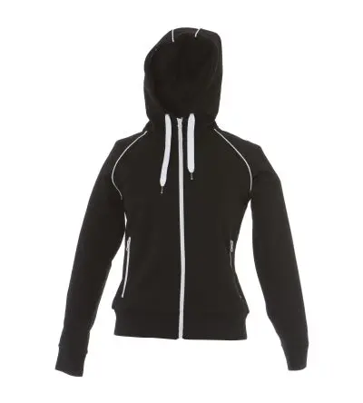 JRC 989373 Damen Sweatshirt, 20 % Baumwolle, 80 % Polyester Schwarz Langer Reißverschluss, Größe S