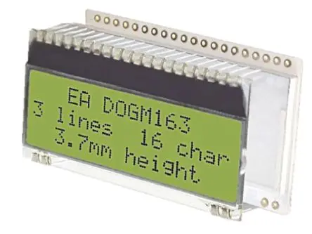 Produktfoto 1 von Display Visions EA DOG Monochrom LCD, Alphanumerisch LED Gelb, Grün 3 x 16, Hintergrund Schwarz, 4 Bit, 8-Bit, SPI