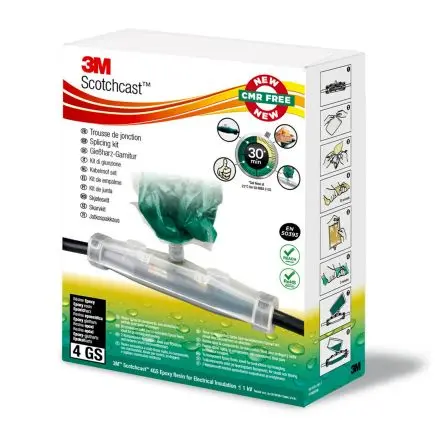 Produktfoto 1 von 3M Scotchcast Kabelanschluss Set Gerade Aluminium-Schutzbeutel, Epoxidharz, Farbmischungsanzeige, Kunststofftasche,