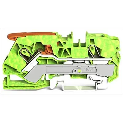 Produktfoto 1 von WAGO TOPJOB S Schutzleiterklemme 1 Gelb, Grün, 10mm² Einsteck-Anschluss IECE, ATEX